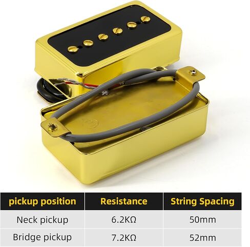 P90 High Output Pickup Set,Alnico V Single Coil Bridge & Neck Pickups for Les Paul P90 Style Humbucker Size Electric Guitar (Gold) in Kuwait
