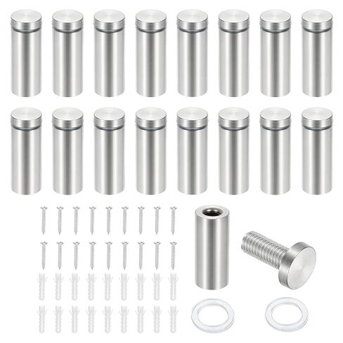 PATIKIL 3/4x2" Standoff Screws, 16 Pack Stainless Steel Stand Off Wall Mounts Wall Sign Mounting Hardware Advertising Standoff Nail for Hanging Acrylic Signs Picture Frame, Silver in Kuwait
