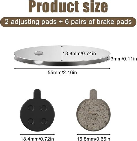 6 Pairs Bike Disc Brake Pads for Mountain Bicycles Electric Scooters Ebike Brake Pads Replacement, Low Noise Semi Metal Smooth Braking Force for Outdoor Camping in Kuwait