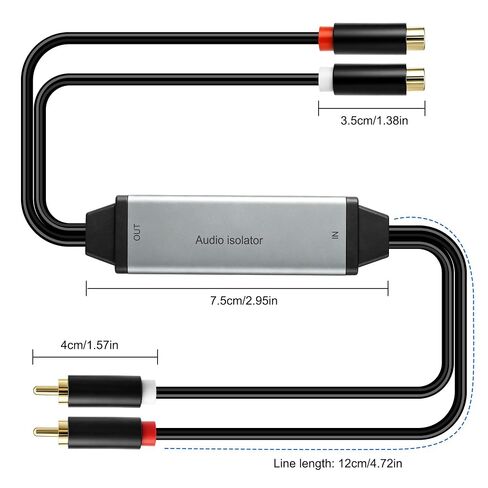 MEIRIYFA RCA عازل ضوضاء بحلقة أرضية 2 قناة RCA مضخم صوت ستيريو فلتر الضوضاء مزيل الصوت ومخفض الصوت للسيارة، نظام ستيريو منزلي، صوت عالي الدقة، صوت in Kuwait