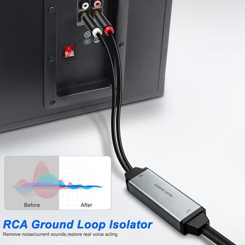 MEIRIYFA RCA عازل ضوضاء بحلقة أرضية 2 قناة RCA مضخم صوت ستيريو فلتر الضوضاء مزيل الصوت ومخفض الصوت للسيارة، نظام ستيريو منزلي، صوت عالي الدقة، صوت in Kuwait