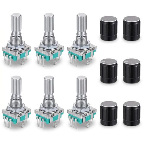 6 PCS Rotary Encoder 5 Pins Ec11 Rotary Encoder | Rotary encoder with push button 360 knob cap in Kuwait