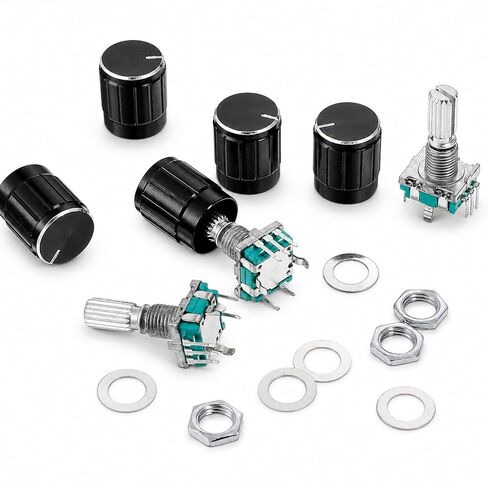 6 PCS Rotary Encoder 5 Pins Ec11 Rotary Encoder | Rotary encoder with push button 360 knob cap in Kuwait