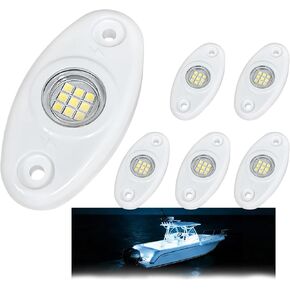 Marine LED Boat Courtesy Lights, Waterproof Boat Interior Lights Surface Mount for Boat Pontoon Bass Kayak Yacht 12V/24V (6 Pcs White) in Saudi Arabia