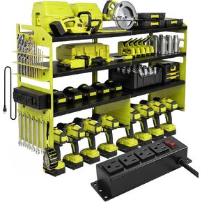 Power Tool Organizer Wall Mount, Standard Edition, Green | Heavy Duty 600 Lbs Metal Tool Storage Rack, 4-Tier Garage Drill Holder & Workshop Battery Management Station in Kuwait
