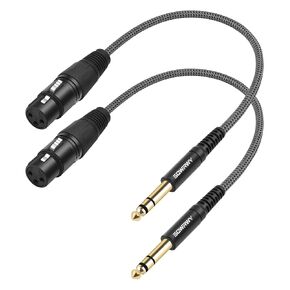 كابل XLR أنثى إلى 1/4 TRS مكون من قطعتين - سلك صوت متوازن بطول 1 قدم، كابل ميكروفون مجدول ذكر XLR ذو 3 دبابيس إلى 6.35 مم TRS ذكر للخلاط، ومكبرات الصوت النشطة، وPatchbay in Kuwait