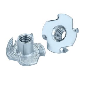 T-Nut، GudeTap 1/4"-20 T-Nuts، 4-Pronged Tee Nut (100 قطعة) - فولاذ مطلي بالزنك، مقاوم للصدأ، للخشب، وحوامل تسلق الصخور، والأثاث، والخزائن in Kuwait