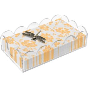 Clear Acrylic Napkin Holder Scalloped Tray for Bathroom Acrylic Guest Towel Holder Tray Hand Towel Holders Disposable Paper Holders for Weddings, Hotels(SIZE:9x5.5x2.5in) in Kuwait