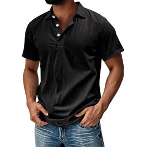 Polo Shirts for Men Linen Cotton Short Sleeve Lightweight Breathable Casual Collared Relaxed Fit Summer Tops in Saudi Arabia