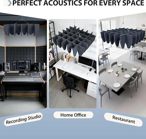 TroyStudio Acoustic Ceiling Tiles, 25.4"x25.4"x7.8" Dense Felt Hanging Drop Ceiling Panels with Egg-Shaped Waffle Design – Sound Absorbing Cloud for Office, Recording Studio, Restaurant in Kuwait