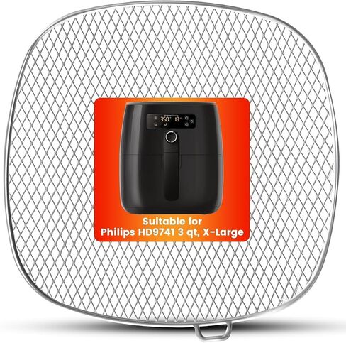 استبدال صينية المقلاة الهوائية لمقلاة الهواء فيليبس HD9630 XXL، 9 بوصة × 8.6 بوصة SUS 304 مقلاة هوائية من الفولاذ المقاوم للصدأ XXL سلة قطع غيار لمقلاة الهواء فيليبس HD9656 HD9760 HD9860 HD9870 in Kuwait