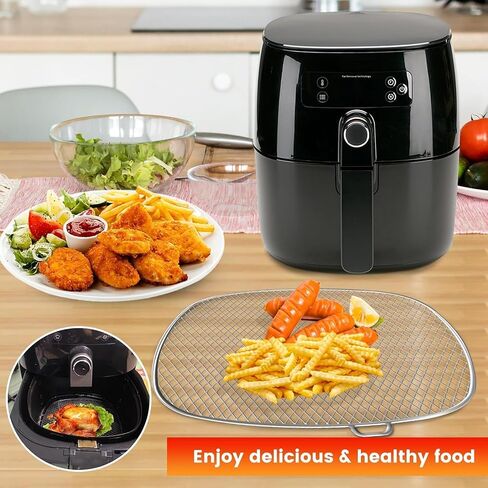 استبدال صينية المقلاة الهوائية لمقلاة الهواء فيليبس HD9630 XXL، 9 بوصة × 8.6 بوصة SUS 304 مقلاة هوائية من الفولاذ المقاوم للصدأ XXL سلة قطع غيار لمقلاة الهواء فيليبس HD9656 HD9760 HD9860 HD9870 in Kuwait