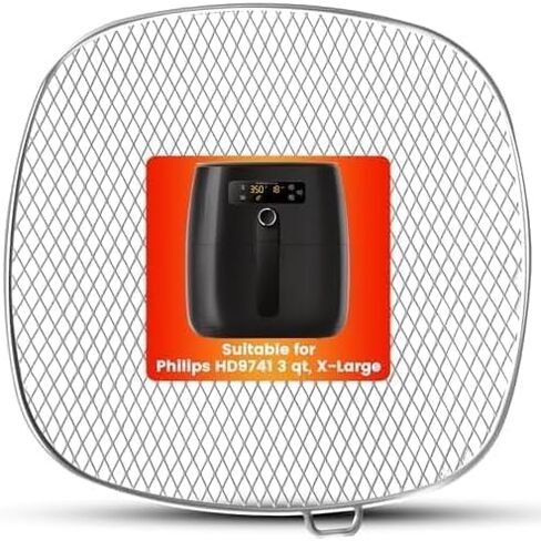 استبدال صينية المقلاة الهوائية لمقلاة الهواء فيليبس HD9630 XXL، 9 بوصة × 8.6 بوصة SUS 304 مقلاة هوائية من الفولاذ المقاوم للصدأ XXL سلة قطع غيار لمقلاة الهواء فيليبس HD9656 HD9760 HD9860 HD9870 in Kuwait
