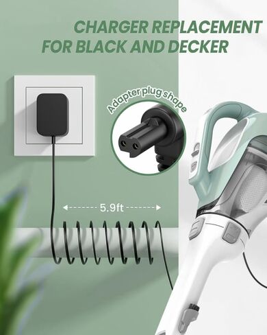 Replacement Black and Decker Cordless Vacuum Charger 23V Charging Cord Compatible with Black+ Decker Jack Plug Charger N511997 90602523-04 Dustbuster Handheld Vacuum Charger in Kuwait