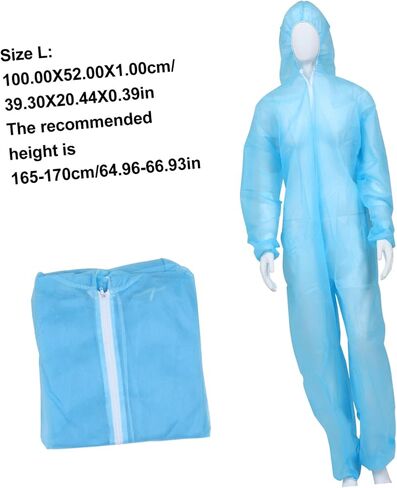 Veemoon Disposable One-Piece Protective Coveralls Hood Non-Woven Fabric Size L for Height 165-170cm Isolation Labor Suit for Safety and Protection in Kuwait