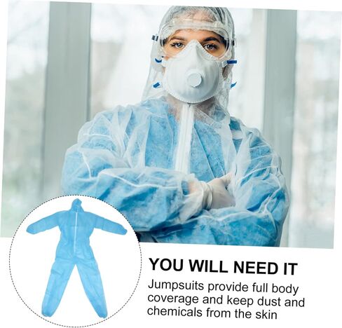 Veemoon Disposable One-Piece Protective Coveralls Hood Non-Woven Fabric Size L for Height 165-170cm Isolation Labor Suit for Safety and Protection in Kuwait