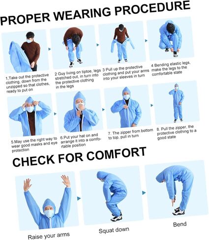 Veemoon Disposable One-Piece Protective Coveralls Hood Non-Woven Fabric Size L for Height 165-170cm Isolation Labor Suit for Safety and Protection in Kuwait