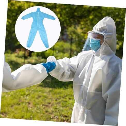 PRETYZOOM Disposable Protective Coveralls Hood Non-Woven Fabric Elastic Cuffs and Ankles Size L (Height 165-170cm) Breathable Safety Suit for Work and Lab Use in Kuwait