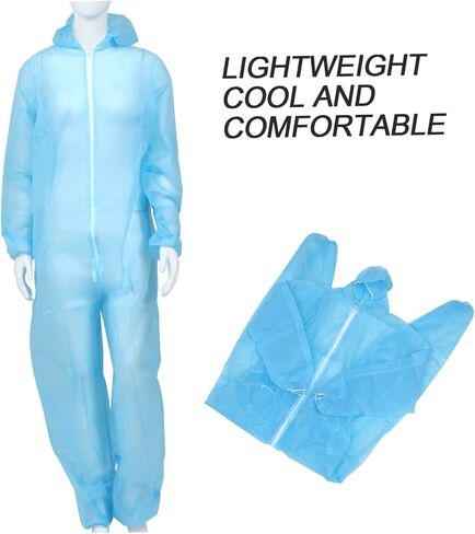 PRETYZOOM Disposable Protective Coveralls Hood Non-Woven Fabric Elastic Cuffs and Ankles Size L (Height 165-170cm) Breathable Safety Suit for Work and Lab Use in Kuwait