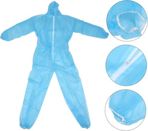PRETYZOOM Disposable Protective Coveralls Hood Non-Woven Fabric Elastic Cuffs and Ankles Size L (Height 165-170cm) Breathable Safety Suit for Work and Lab Use in Kuwait