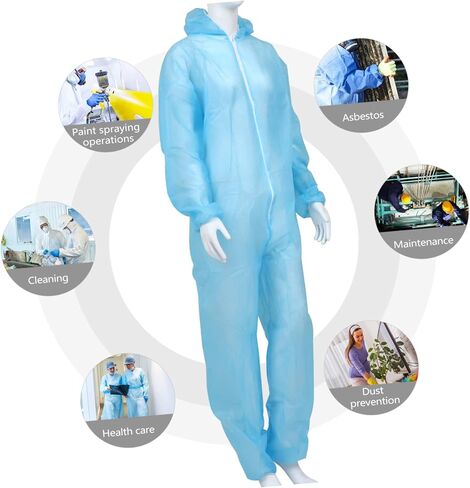 Alipis Protective Lightweight Non-woven Hooded Suit for Men Women for Paint Work High Air Permeability Height in Kuwait