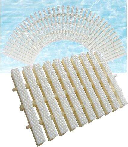 Durable Non-Slip Pool Drain Grate Cover | Spliceable Channel Grate for Driveway, Deck, Patio & Commercial Use | 20pcs White, 30x100CM | Heavy-Duty, Weather-Resistant in Kuwait