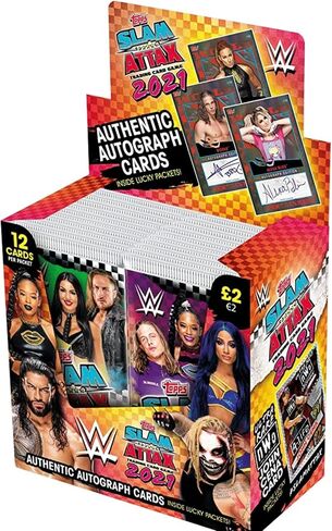 صندوق عرض لعبة بطاقات التداول WWE Slam Attax 2021 من Topps (صندوق كامل مكون من 24 حزمة) in Kuwait