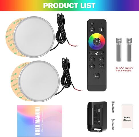 طقم مصابيح داخلية للقارب HUSUKU GT6-2، 4.5 بوصة RGB 1000LM LED أضواء بحرية بحرية، IP65 12V 10W ضوء قبة القارب المعدني، تجميع لاسلكي والتحكم في ضوء السقف للمزامنة التلقائية لجانب سطح اليخت in Kuwait
