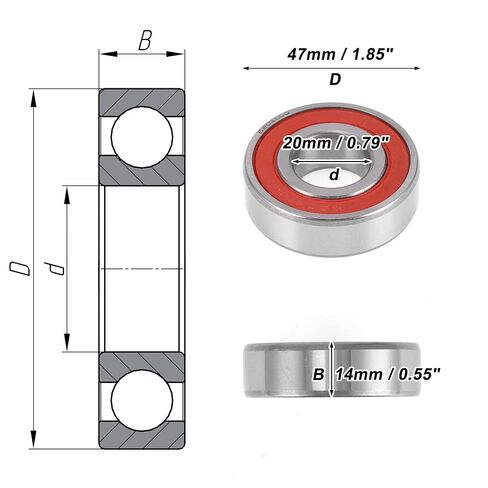 ACROPIX 6204LU الكرات الأخدود العميق محامل مشحم سدادة مطاطية مزدوجة 20x47x14 مللي متر لهجة فضية حمراء in Kuwait