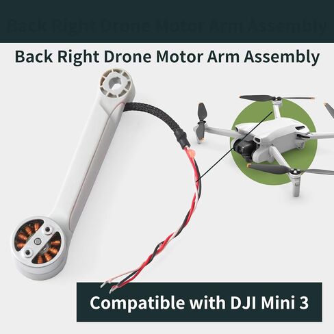 Back Right Drone Motor Arm Assembly Compatible with DJI Mini 3 Spare Parts Accessories Easy Installation Reinforced & Wear-Resistant White in Kuwait