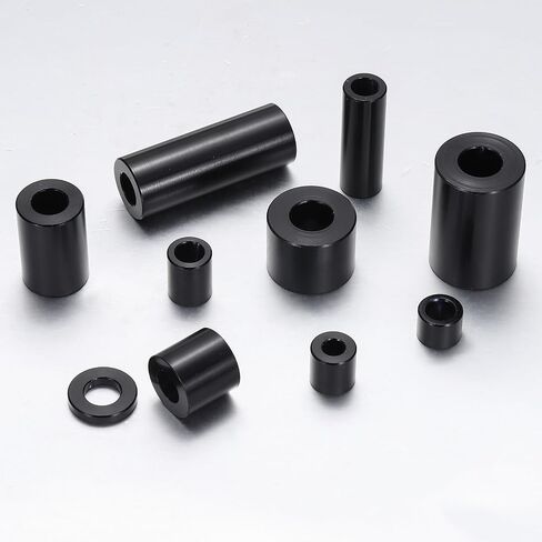MECCANIXITY 8 قطع M12 فواصل معدنية، M12 x 1 "OD x 1" L فاصل ألومنيوم مستدير غير مترابطة جلبة نهائية عادية للبراغي اللولبية، أسود in Kuwait