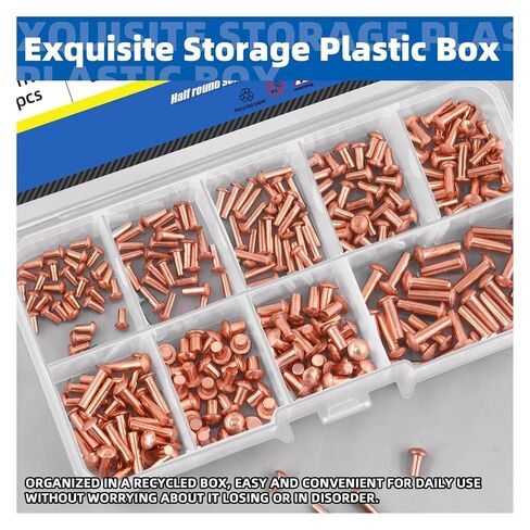 270 Pcs Copper Box with Hand Tapping Flat Head Solid Rivet Round Head Rivet M2 M2.5 M3 Copper Rivet Cap in Kuwait