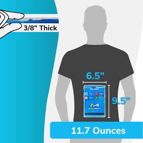 دعامة ظهر للعمل من BraceAbility + حزمة حزمة ساخنة/باردة قابلة لإعادة الاستخدام - حزام شفاء من إصابات الرفع الثقيلة مع أحزمة كتف، ضغط جل 6.5 بوصة × 9.5 بوصة لتخفيف آلام الظهر (4XL) in Kuwait