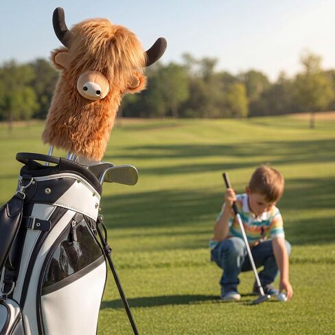 Lewtemi Highland Cow Driver Head Cover Funny Animal Golf Clubs Driver Head Cover Plush Farm Inspired Animal Theme Golf Gift for Men Women in Kuwait