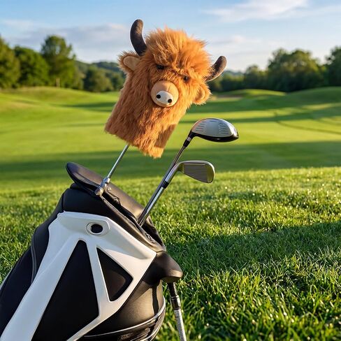 Lewtemi Highland Cow Driver Head Cover Funny Animal Golf Clubs Driver Head Cover Plush Farm Inspired Animal Theme Golf Gift for Men Women in Kuwait