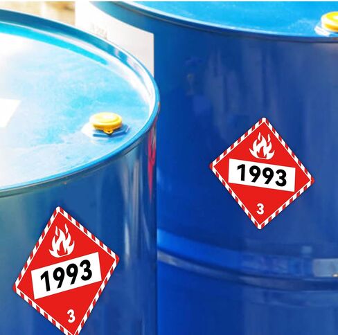 1993 Flammable Liquid Placard 12 Pack Class 3 DOT Hazmat Vinyl Signs | UN 1993 Class 3 Hazmat Placards 10.75x10.75" – DOT 49 CFR Compliant Removable Vinyl for Trucks, Tanks & Freight in Kuwait
