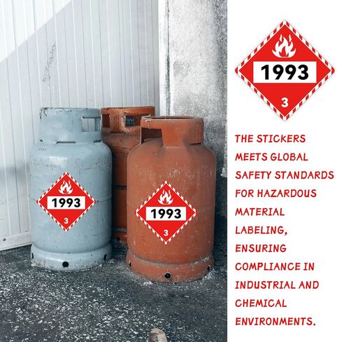 1993 Flammable Liquid Placard 12 Pack Class 3 DOT Hazmat Vinyl Signs | UN 1993 Class 3 Hazmat Placards 10.75x10.75" – DOT 49 CFR Compliant Removable Vinyl for Trucks, Tanks & Freight in Kuwait