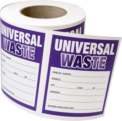 Universal Waste Labels, Waterproof and Tear-Resistant, 6x6 Roll EPA Compliance Vinyl 100 Stickers per Roll in Kuwait