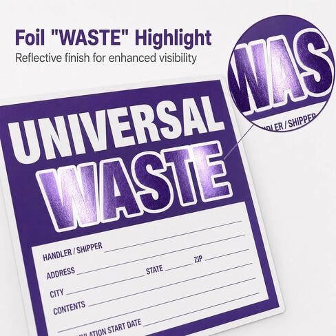 Universal Waste Labels, Waterproof and Tear-Resistant, 6x6 Roll EPA Compliance Vinyl 100 Stickers per Roll in Kuwait