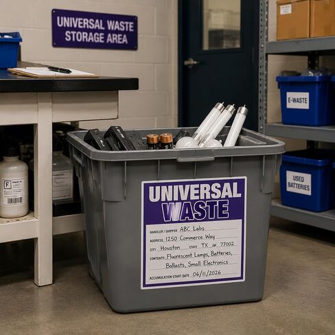 Universal Waste Labels, Waterproof and Tear-Resistant, 6x6 Roll EPA Compliance Vinyl 100 Stickers per Roll in Kuwait