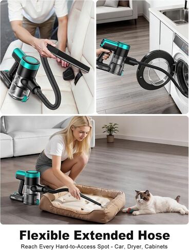 Cordless Vacuum Cleaner,58kPa/10-in-1 Stick Vacuum with 29-inch Hose and LED Lighting Brush,55Mins Runtime Vacuum Cleaner for Home,Self-Standing Vacuum with Anti-Tangle Brush for Pet Hair/Carpet/Floor in Kuwait