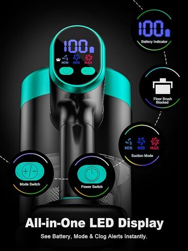 Cordless Vacuum Cleaner,58kPa/10-in-1 Stick Vacuum with 29-inch Hose and LED Lighting Brush,55Mins Runtime Vacuum Cleaner for Home,Self-Standing Vacuum with Anti-Tangle Brush for Pet Hair/Carpet/Floor in Kuwait