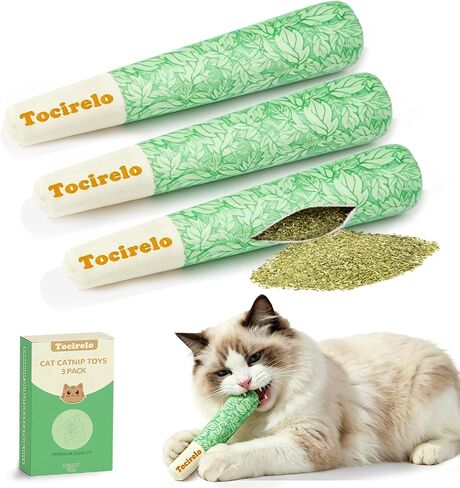 ألعاب tocirelo النعناع البري للقطط 3 عبوات - ألعاب قطط مقاومة للعض مملوءة بنسبة 100٪ نقية 45000 ملغ من النعناع البري العضوي، ألعاب آمنة لتسنين القطط، لعبة مضغ للقطط الداخلية لتخفيف التوتر in Kuwait
