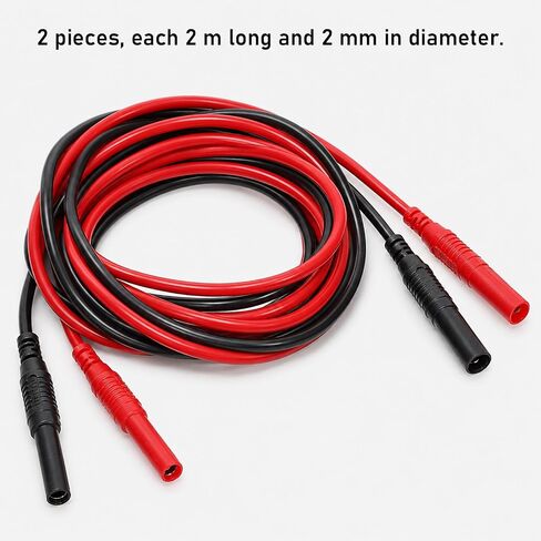 2 Pcs Banana Plug to Jack Multimeter Test Lead Extension 4mm | Male to Female Connector Multimeter Leads Probes Adapter Soft Silicone Test Leads Heavy Duty 14AWG Silicone Wires in Kuwait