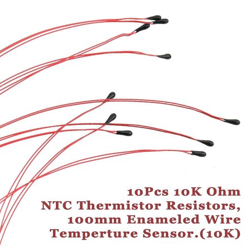 10PCS 10k NTC Thermistor Temperature Sensor with 100mm Wire | 10k Resistance, For Temperature Control, Appliances and Electronics in Kuwait