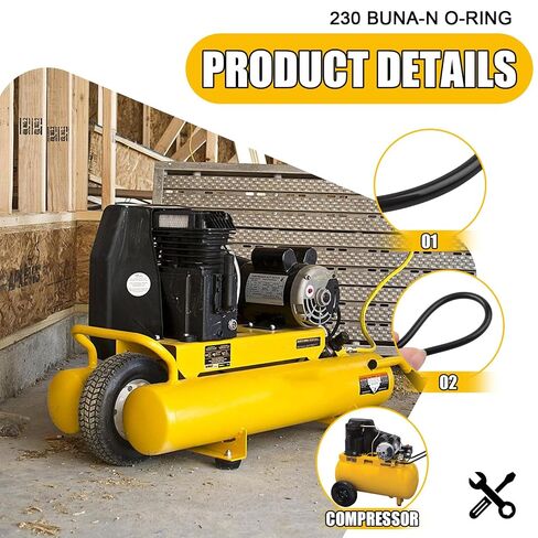 230 Buna-N O-Ring، 70A Durometer، 2-1/2" ID x 1/8" OD، مقاوم للزيت ومقاوم للاهتراء، تركيب صمام مضخة هيدروليكية/هوائية عالمية، أسود-10 عبوات in Kuwait
