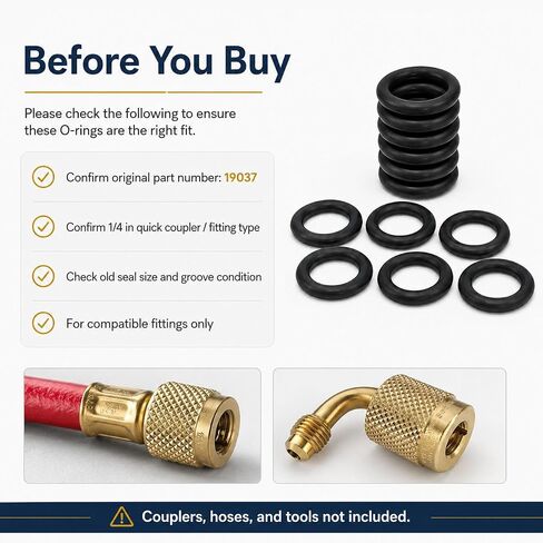 12-Pack 19037 O-Ring Seals Compatible with Yellow Jacket SealRight 1/4 in Quick Couplers, HVAC Hose Gaskets in Kuwait