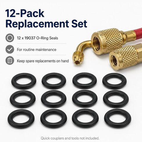 12-Pack 19037 O-Ring Seals Compatible with Yellow Jacket SealRight 1/4 in Quick Couplers, HVAC Hose Gaskets in Kuwait