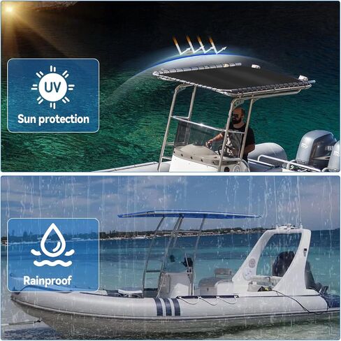 T-Top Canvas, 900D Boat T Top Canvas Replacement 82" x 58" Heavy Duty Waterproof Boats Shade Cover with Storage Bag for Center Console Boat, Canva Only, Black in Kuwait