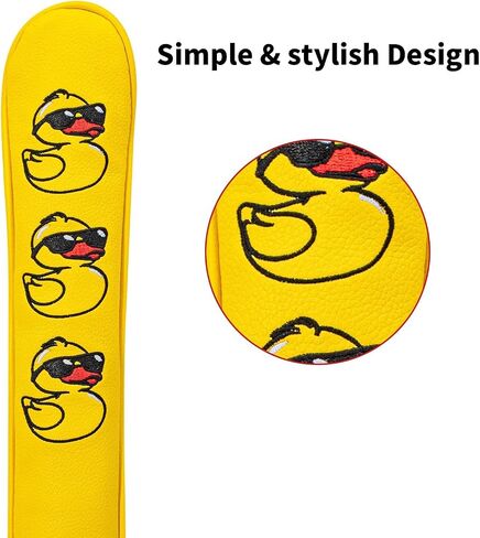 Vesperlux Yellow Duck Alignment Stick Cover Funny Golf Accessory | Cool sunglasses duck embroidery, waterproof leather, easy clean, full protection, slip-on fit, fun gift for golf lovers. in Kuwait